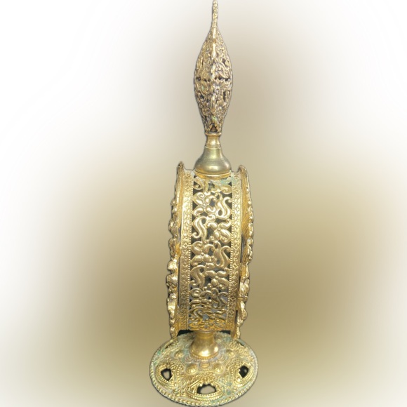 Perfume Bottle Ornate GoldGilt Vanity”Style Built”Ormolu Filigree Hollywood Reg. - Picture 4 of 12